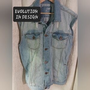 Evolution in design Denim vest womens PLUS size 3X large pockets